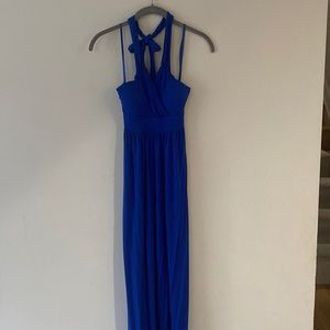 Blue Halter Maxi Dress